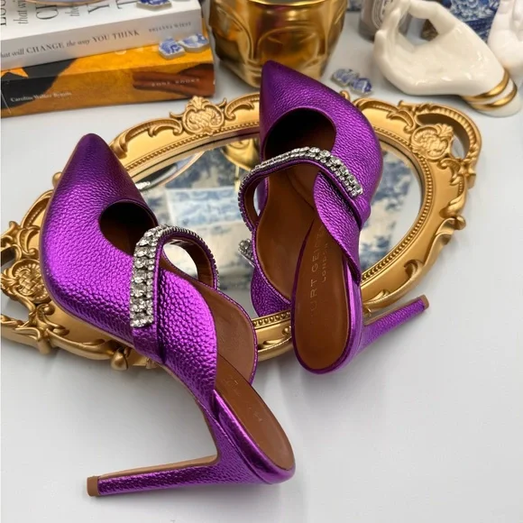🆕 KURT GEIGER 🧿 NWOT Duke Pointed Toe Embellished Pump Mule - Size 6 - Picture 13 of 16